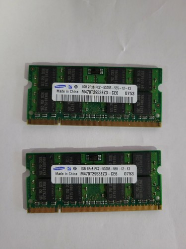 Samsung 2GB (2X1GB) 2Rx8 PC2-5300S Laptop RAM Memory M470T2953EZ3-CE6 - Picture 1 of 2
