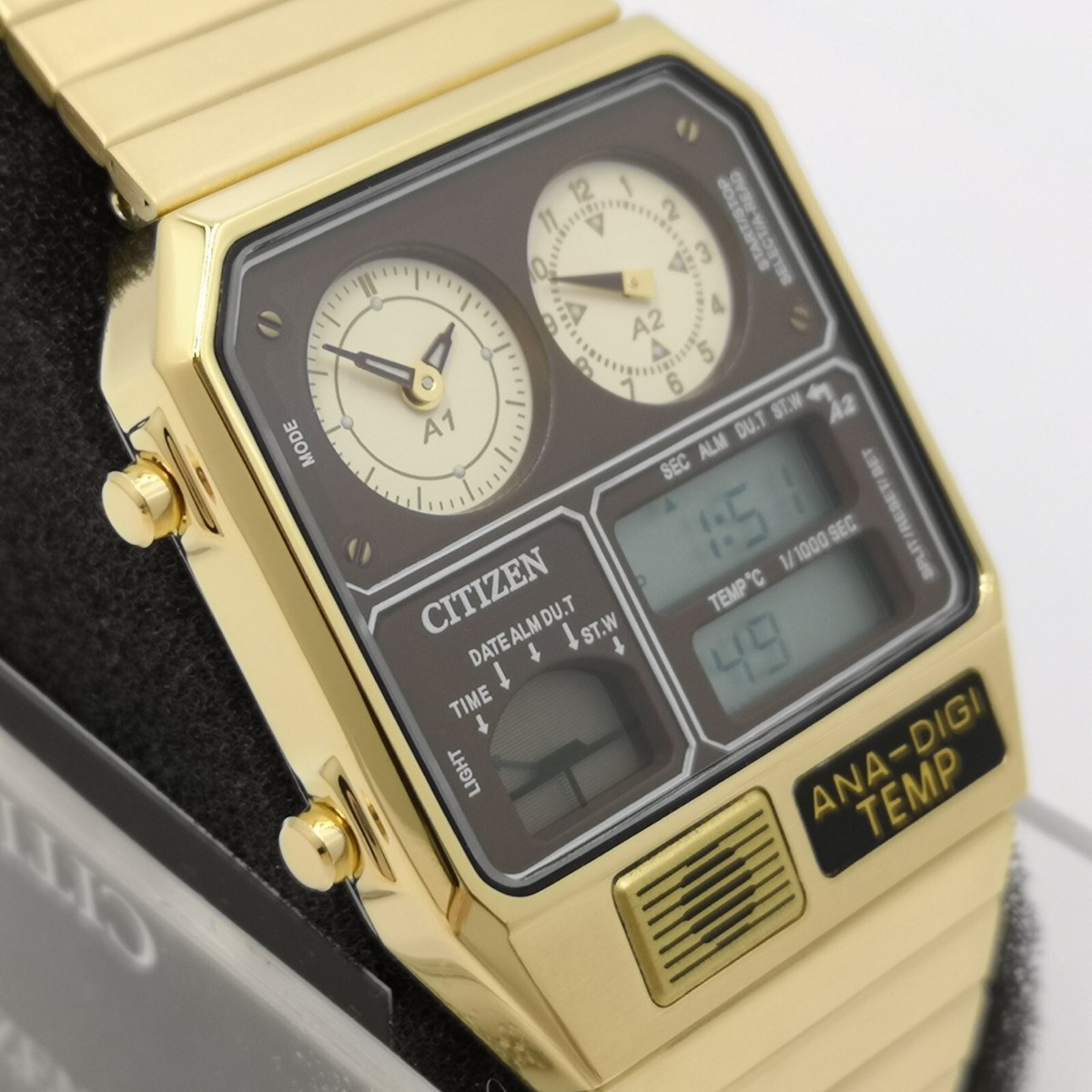 Citizen Ana-digi Temp Reprint Model Watch Gold Jg2103-72x
