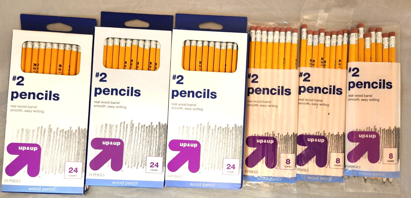 96 Target Up & Up Wood #2 Pencils Back 2 School Lot of 6 Pkgs. NEW IN PKG NICE
