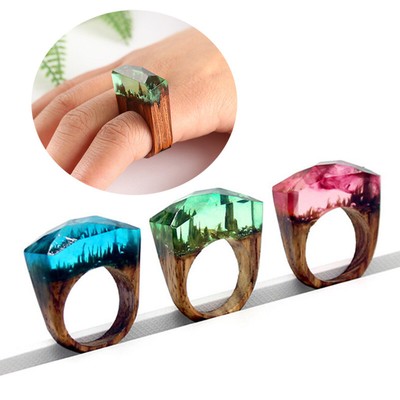 Epoxy Rings Clear Wood Resin Ring Wedding Handmade Jewelry ...