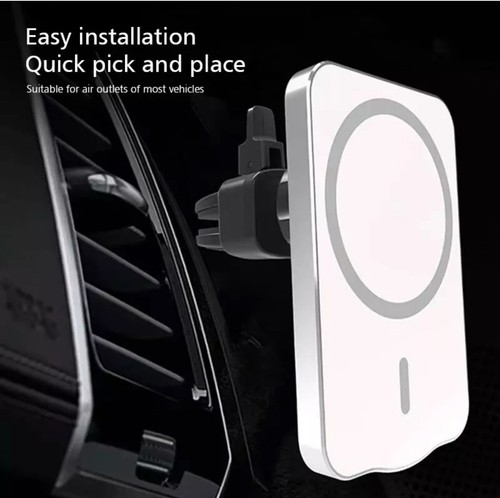 15W Wireless Fast Charger Car Air Vent Magnetic Mount Holder With USB-C White - Picture 6 of 7