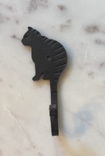 Cat Wall Hook Cast Iron Key Towel Coat Leash Hanger Antique Rustic Brown