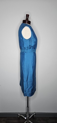 Vintage 1960s 1970s Teal Carol Craig Belted Shift Dress With Pockets! Size Large - Picture 2 of 5