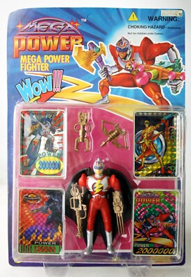 RARE VINTAGE 1994 CHAP MEI MEGA POWER FIGHTER FIGURE + HOLO CARDS NEW SEALED !!