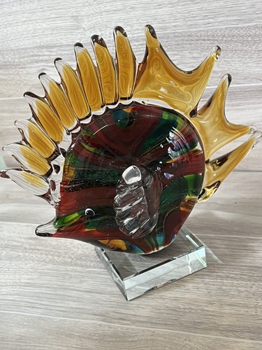 Hand Blown Fish Art Glass Large Red Green and Gold ANGEL - Picture 6 of 18