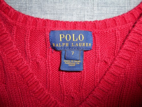 Polo Ralph Lauren YOUTH Boys Red Knitted Vest 100% Cotton Size 7 - Picture 3 of 6