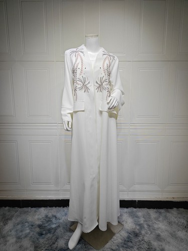 Vintage Abaya Open Cardigan Embroidery Long Robes Turkey Kimono Islamic Dresses - Picture 14 of 14