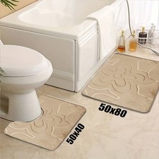Non Slip Bath Mat Extra Large Bathroom Rug Water Absorbent Toilet Pedestal Mats