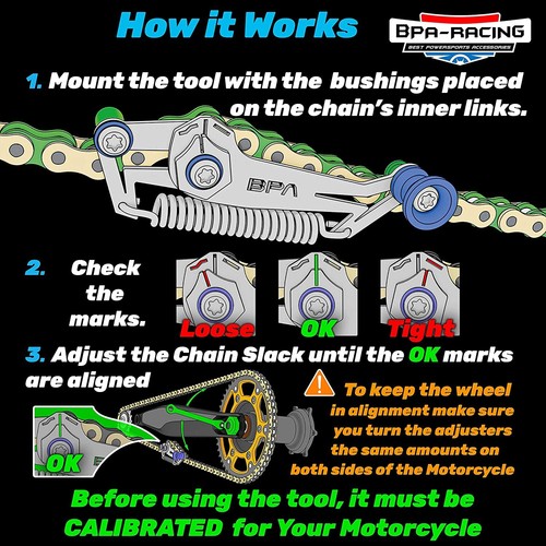 BPA-RACING Motorcycle Chain Slack Adjuster Tool - Innovative Chain Tensioning... - Picture 6 of 12