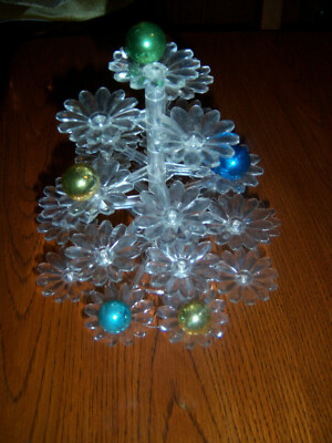 SWEET! RARE VTG JONDEL DAISY Xmas Tree plastic appetizer TREATS Mod centerpiece