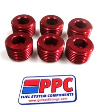 1/2" NPT Pipe Plugs w/ recessed  allan head 6 per pkg  Red anodized Aluminum
