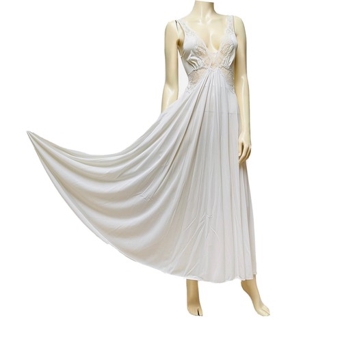 OLGA Bodysilk White Nightgown Nylon Lace Bodice Full Sweep Lingerie Size S FLAW - Picture 7 of 11