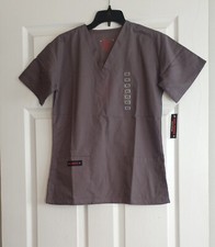 Melrose Unisex V-Neck Gray Two Pocket Scrub Top Size XS
