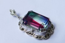 ART DECO großer Anhänger Rheinkiesel  835 Silber Vintage um 1930 pendant silver