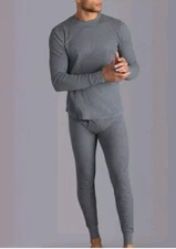 Watson's Waffle Gaufre Men's Long John & Long Sleeve Baselayer Set XL Gray