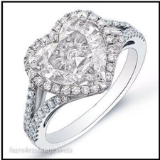 4CT Heart Shape Diamond Lab-Created Split Shank Wedding Ring 14K White Gold Over