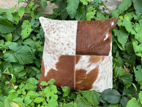 Exclusive Design Cow Hide Patchwork Cushion Cover Cowhide Leather Pillow Case - Picture 63 of 135
