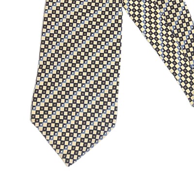 Di Moggio Silk Tie Men s 59  Beige Black Blue Geometric Designer Wide Tie New