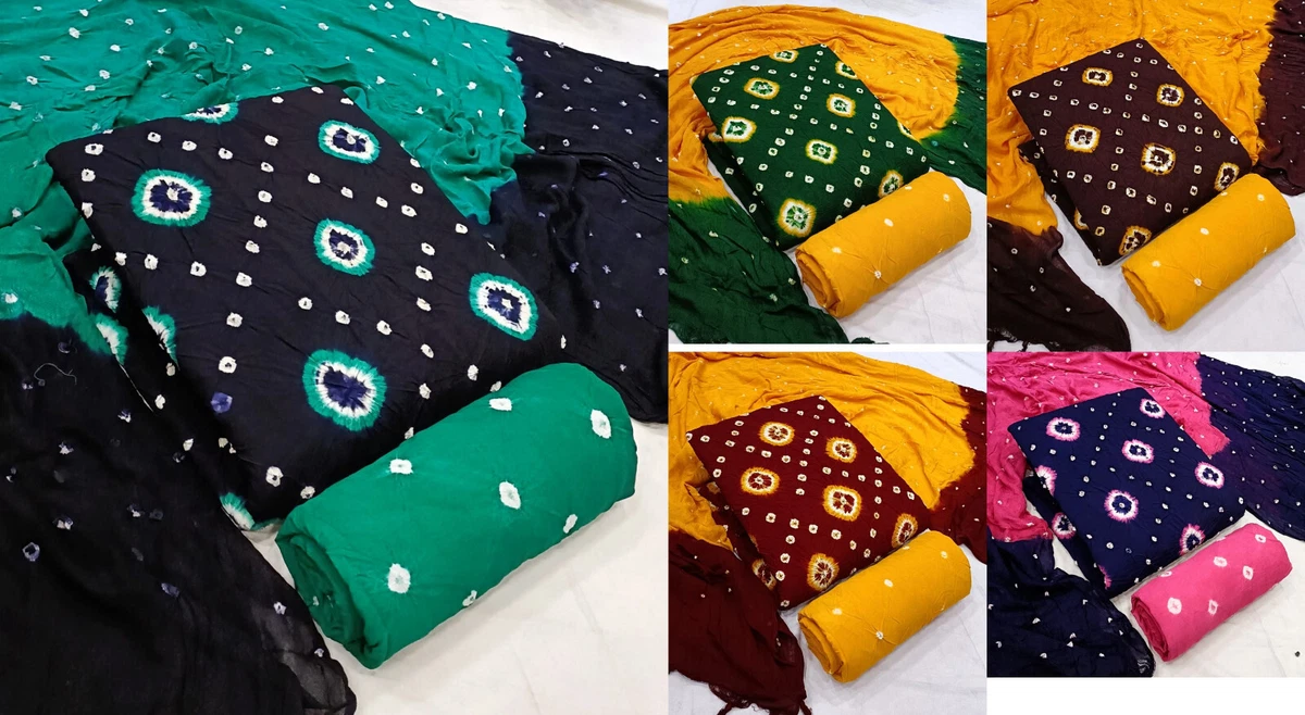 Bandhani churidar best sale material