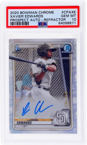 2020 Bowman Chrome #CPAXE Xavier Edwards Prospect Auto Refractor /499 PSA 10