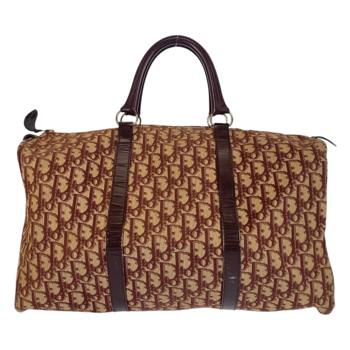 Sac à main trotteur Christian Dior sac boston rouge beige toile/cuir