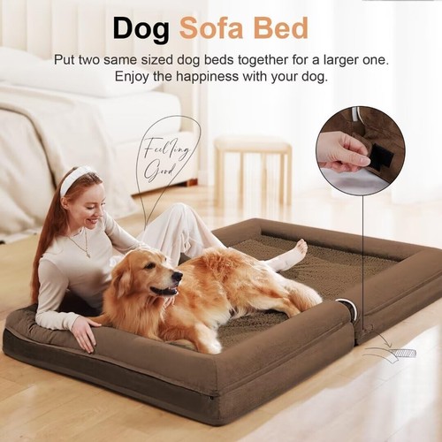 Comfortable Washable Orthopedic Dog Bed for Large Dogs - Waterproof Dark Coffee - Imagen 5 de 11