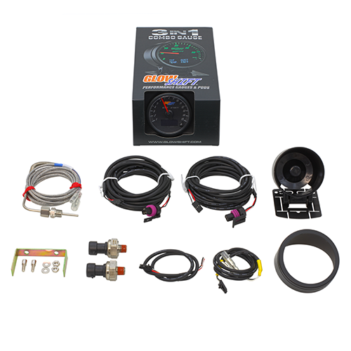 Temperatura de gases de escape negro GlowShift 3 en 1 y medidor de impulso digital y presión GS-3G10 - Imagen 2 de 5