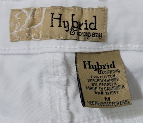 Hybrid & Company Jeans Junior Womens Sz M White Denim Mid Rise 5 Pocket Stretchy - Picture 7 of 12