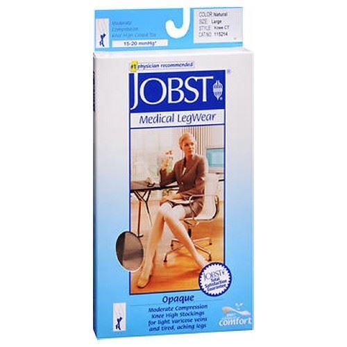Jobst Opaque Compression Stockings 15-20 Closed Toe Knee Highs Silky Beige Large - Photo 1/1