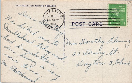 1940s OH Postcard Horseback Riding Greetings From The Marblehead Peninsula Ohio - Picture 2 of 2
