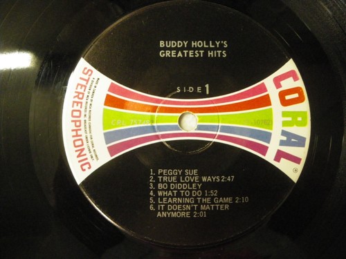 BUDDY HOLLY~GREATEST HITS~ ORIG '67 CORAL LP~Canada Pressing - Picture 3 of 5