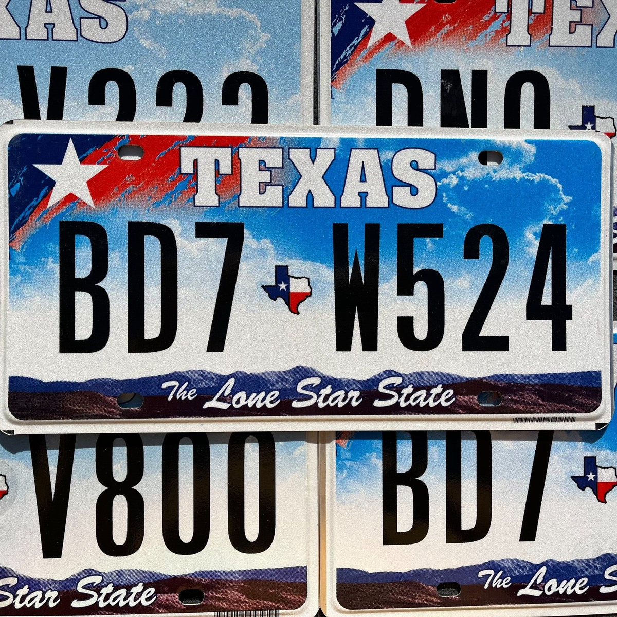 TEXAS License Plate - COLORFUL Red and Blue Sky with White Star