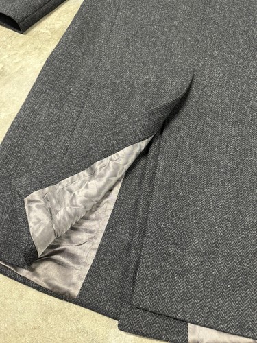 Abraham Moon Tweed Wool Overcoat Herringbone Men’s Lg Herringbone Gray Vintage - Picture 20 of 22