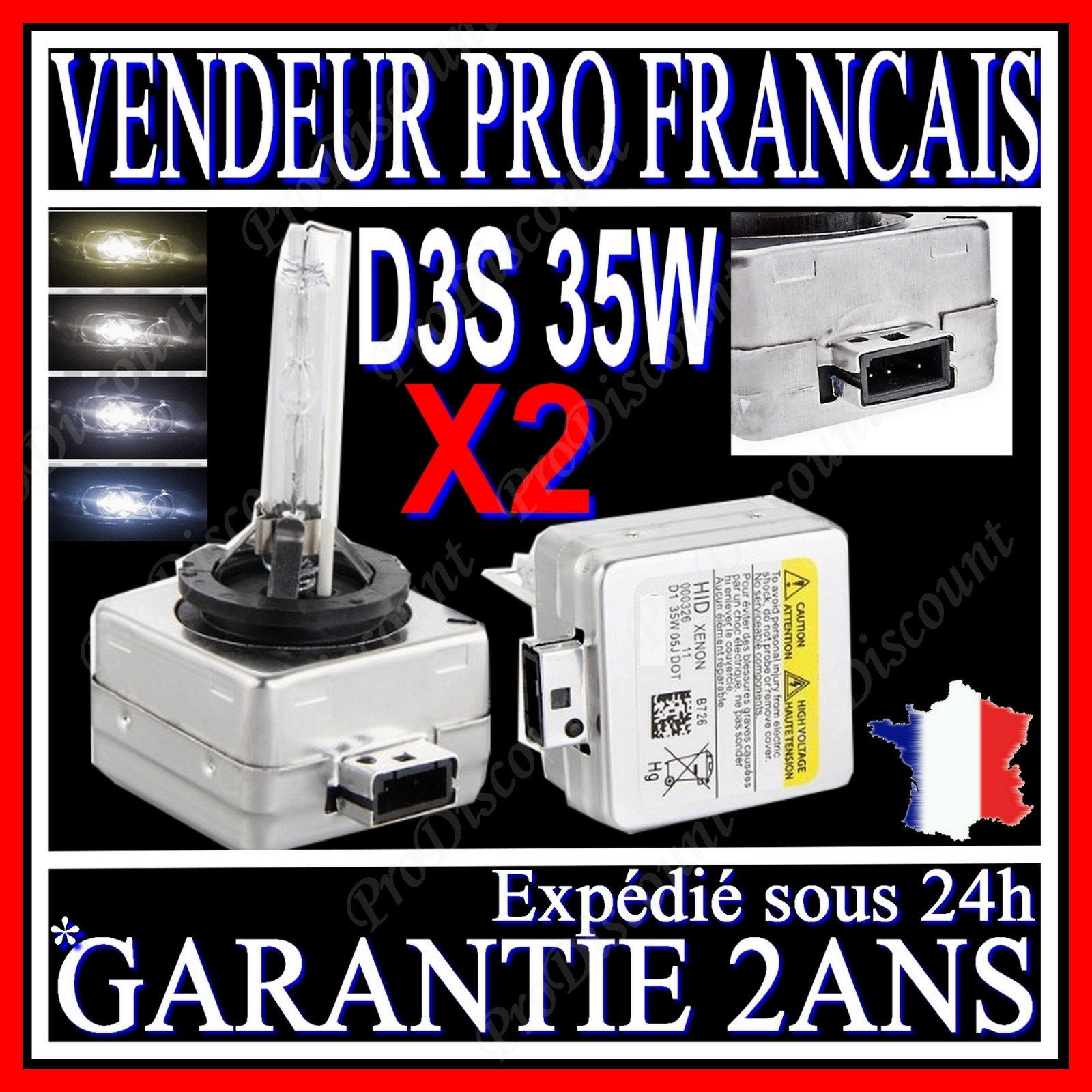 Ampoules D3S Xenon 35W pour remplacer les phares usés ou grillés 8000K
