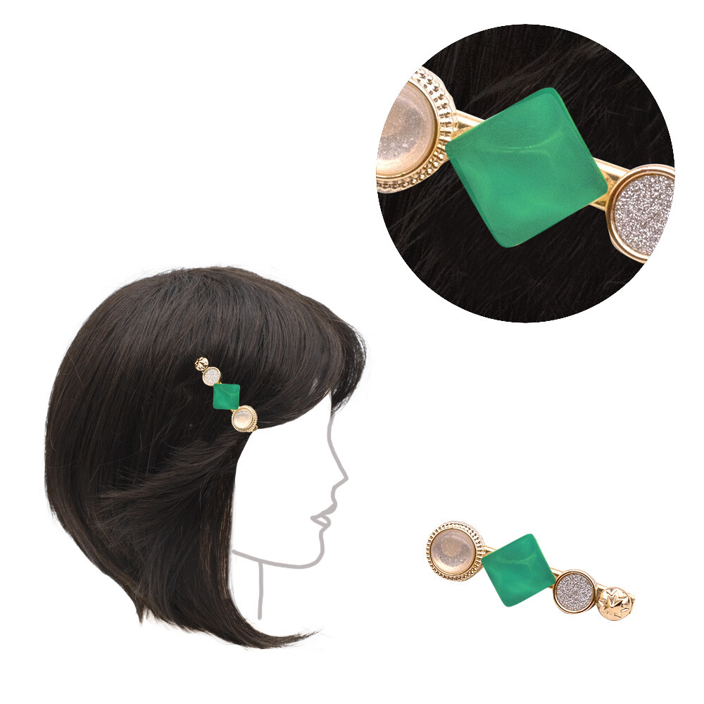 VIAHERMADA Pasador para el pelo con Piedra Verde Esmeralda 6cm