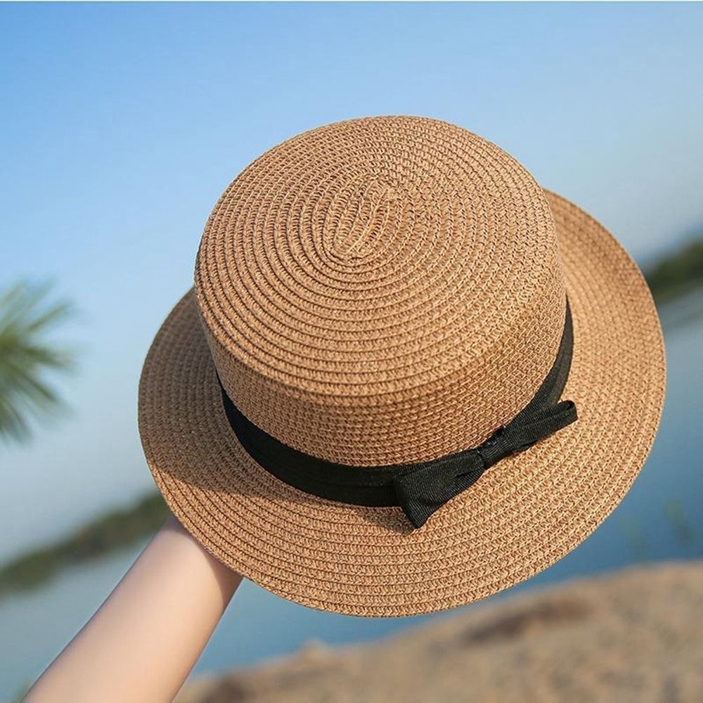 Women Ladies Straw Boater Hat Festival Summer Sun Beach Hat Cap UK