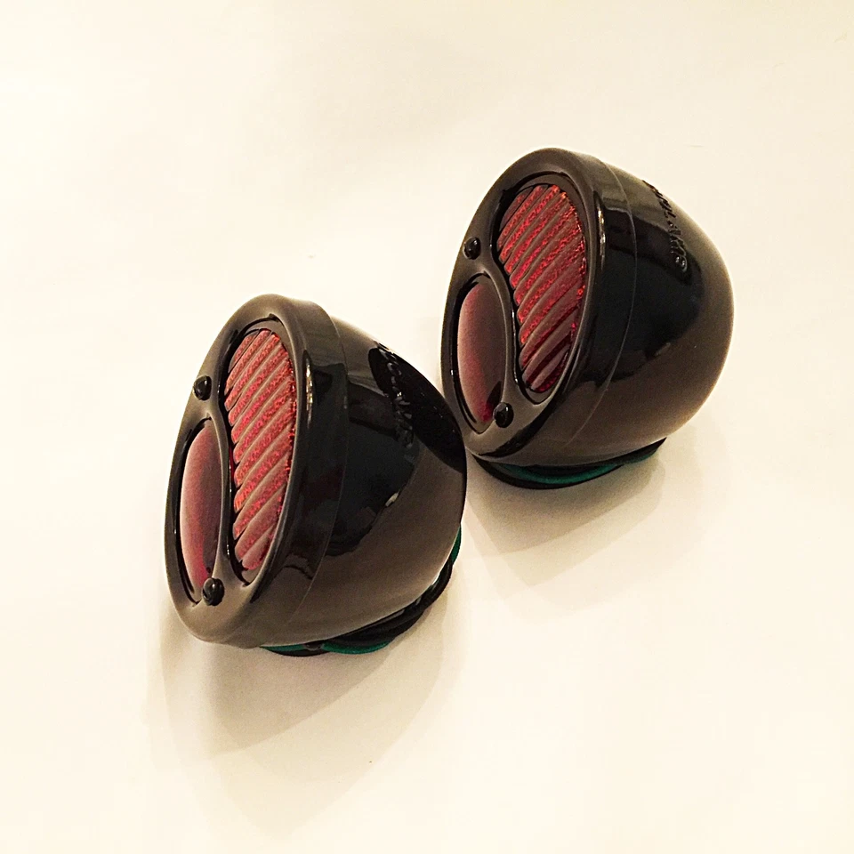 Luces traseras Ford Modelo A 1928-31 6 voltios con lente acanalada roja, TODAS NEGRAS -1 PAR Foto 3 de 4