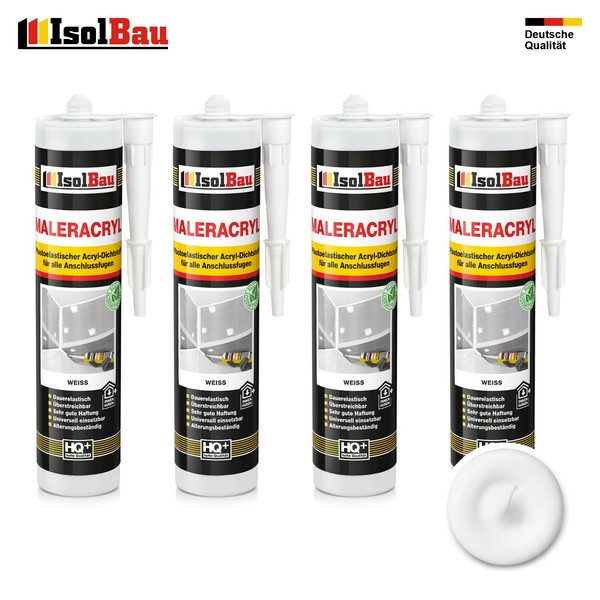 Maleracryl Bauacryl 4 X 300 Ml Weiß Acryl Dichtstoff Innen Aussen Dichtmasse-image