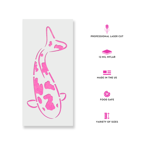 Koi Fish Stencil - Durable & Reusable Mylar Stencils - Picture 2 of 5