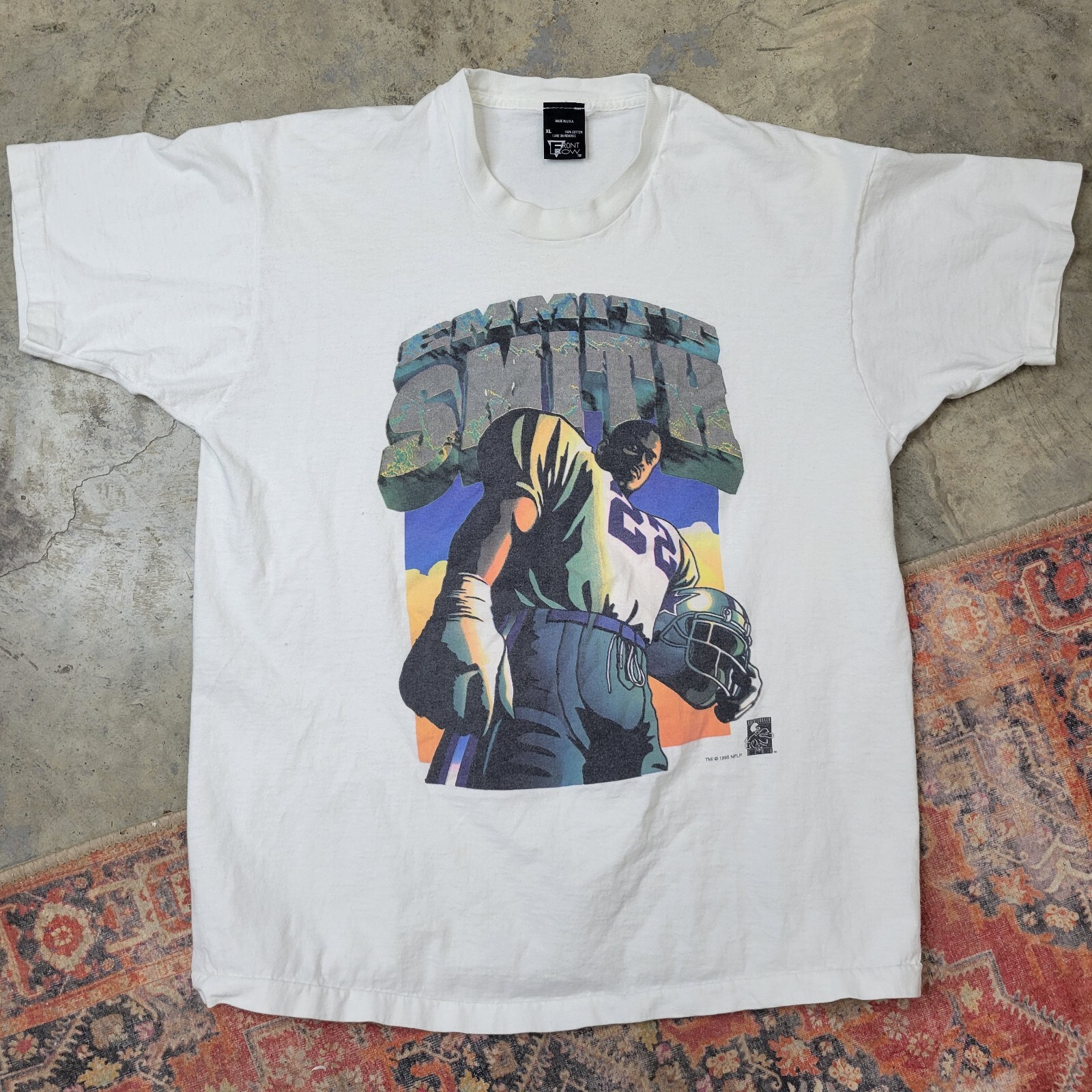 T shirt vintage 1996 Emmitt Smith Dallas Cowboys prima fila uomo XL NFL anni 90 USA