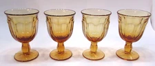Set 4 Vintage Noritake Provincial Amber Glass Pedestal Stemmed Glasses Bowls