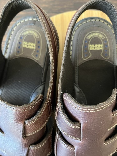 NEW Nunn Bush Brown Leather Sandals Comfort Gel mens 12 M Leather Open Toe - Picture 6 of 9