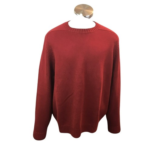 Maglione Lands End Uomo XL Drifter Crew Rosso 100% Cotone Nuovo con etichette Giappone - Foto 4 di 11