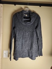DKNY Jeans Sweater Womens M Heather Charcoal Gray Cowl Neck Stretch Pullover