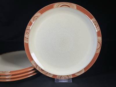 Denby Fire Chilli Dinner Plates - Rust & Tan - Set of 4 - Excellent Condition