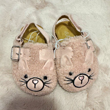 Cat & Jack Girls Mary Jane Flats Pink Faux Fur Cat Face Buckle Adjustable 5