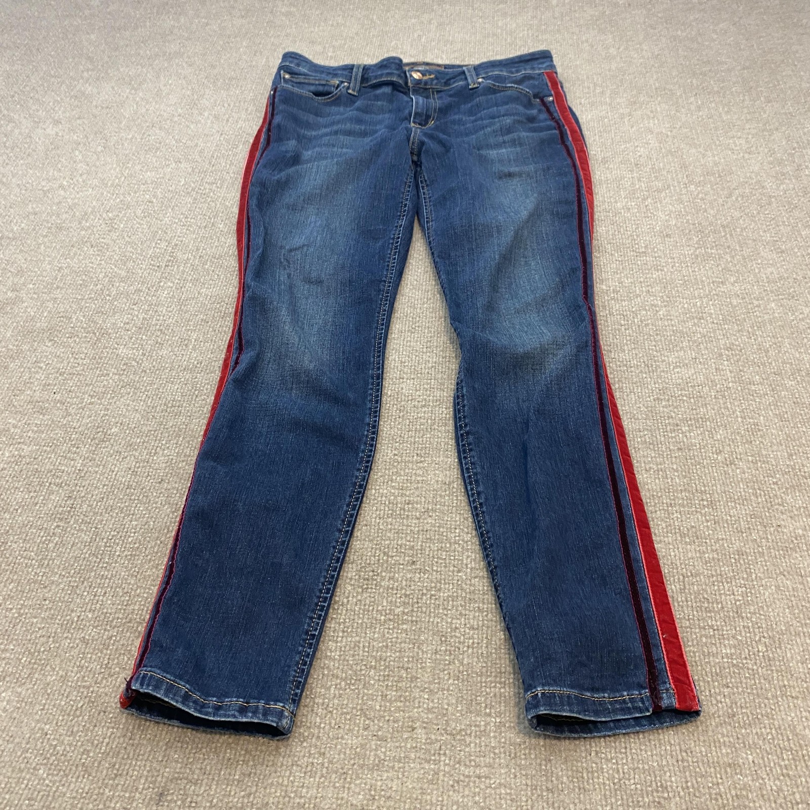 Joes Jeans The Icon Skinny Jeans Womens 29 Blue Med Wash Mid Rise Stripe
