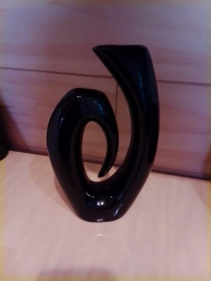 Moderne Vase Keramik Handarbeit Schwarz 26 cm gebraucht aus Geschäftsauflösung - Bild 1 von 4