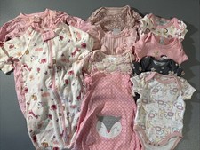 Baby Girl 0-3 month Lot Of 10 . Bodysuit - Short/Long Sleeves. Layette/Sleeper
