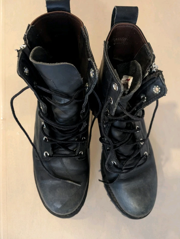 RED WING 黑色皮革柔软鞋头侧拉链系带摩托车靴 #1668 女式 9 — 第 4/4 张图片